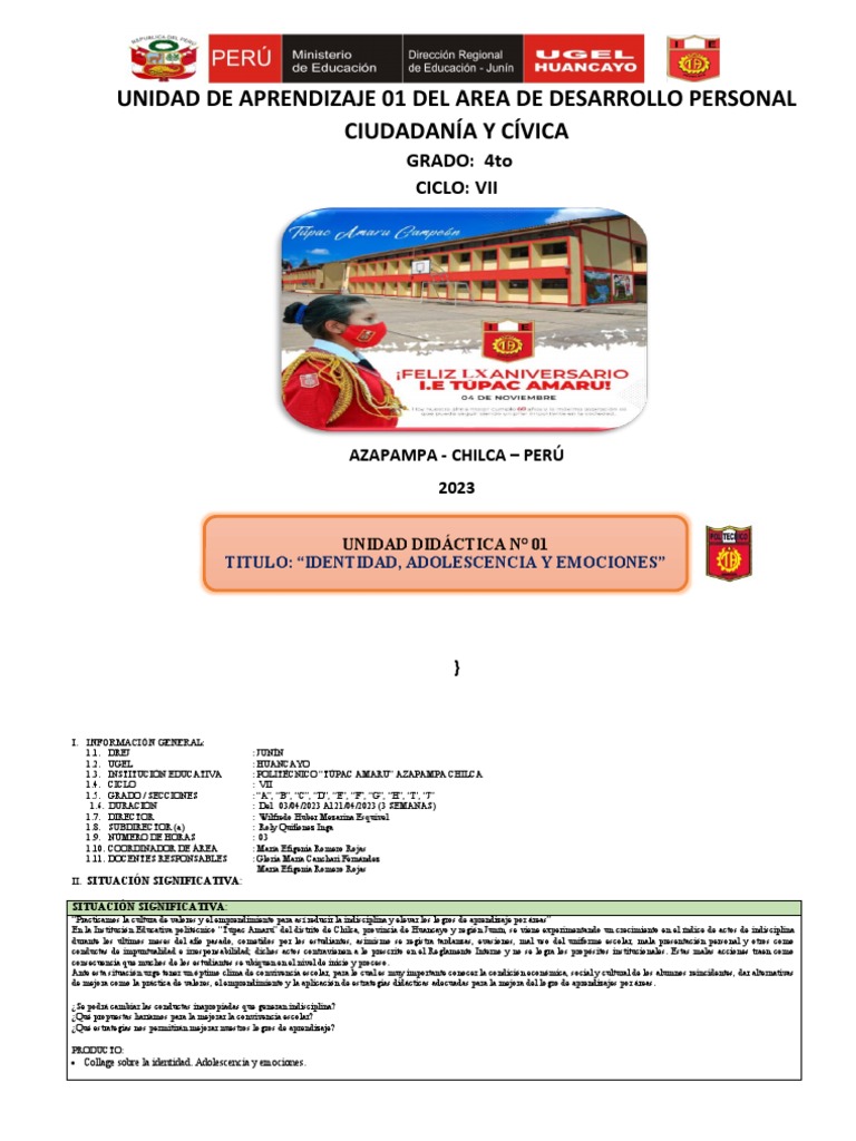 Unidad O1 - DPCC 4to | PDF | Aprendizaje | Las emociones