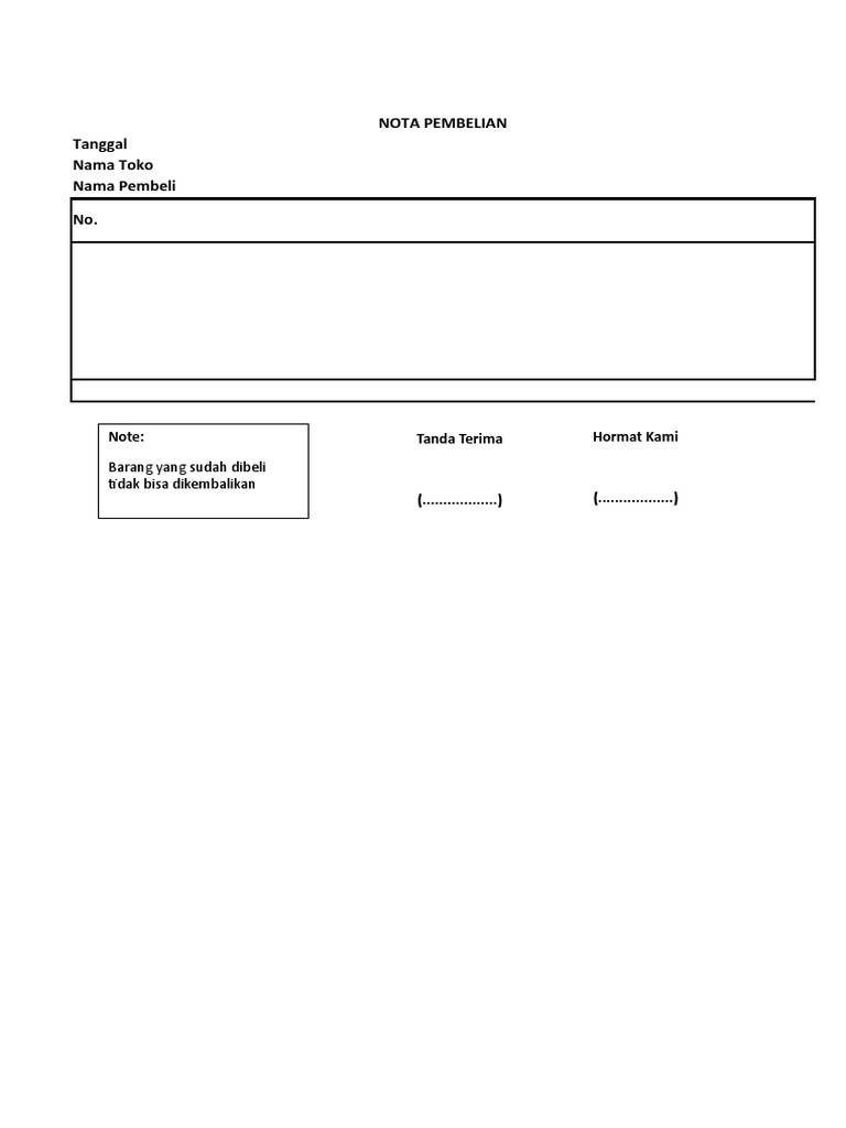 Contoh Nota Pembelian Barang | PDF