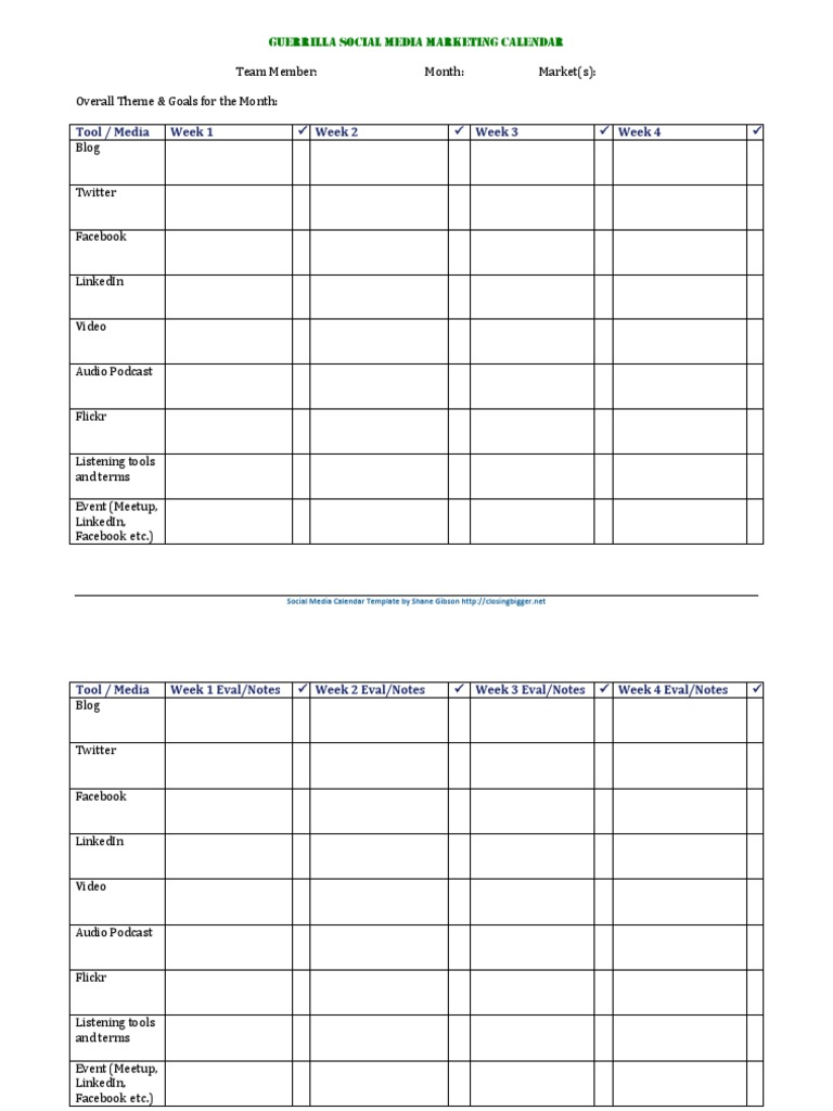 Social Media Marketing Calendar Template1 | PDF