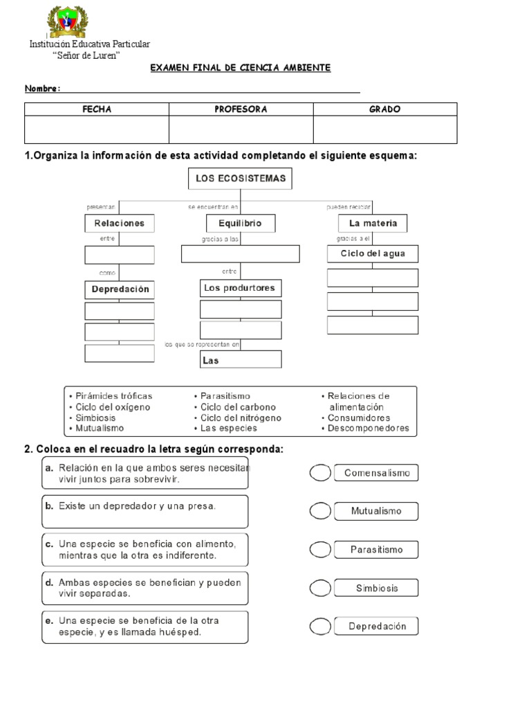 Examen Final de Ciencia Ambiente | PDF | Temperatura | Agua