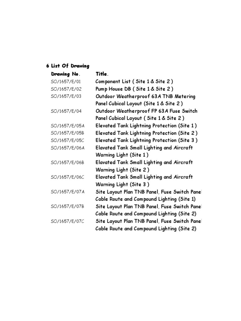 6) List of Drawing PDF