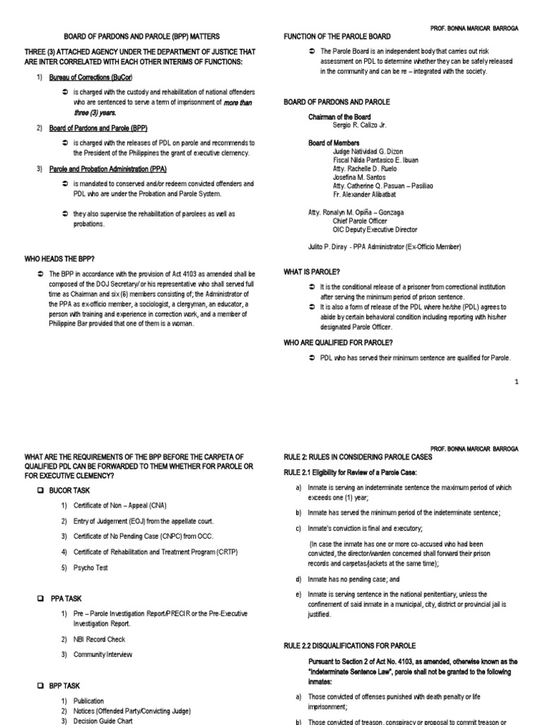 Overview of Board of Pardons and Parole | PDF | Pardon | Parole