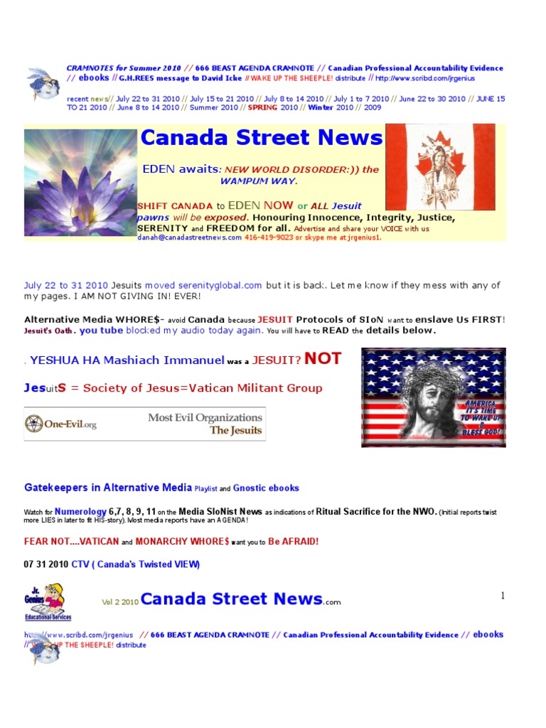 Clean Up Canada We Are Accountable Vol 2 Canada Street News Summer 2010 PDF Gnosticism Religion And Belief