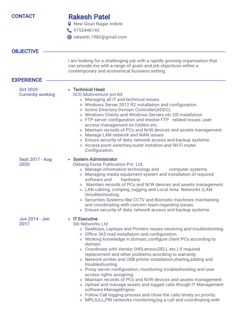 Rakesh Patel CV PDF