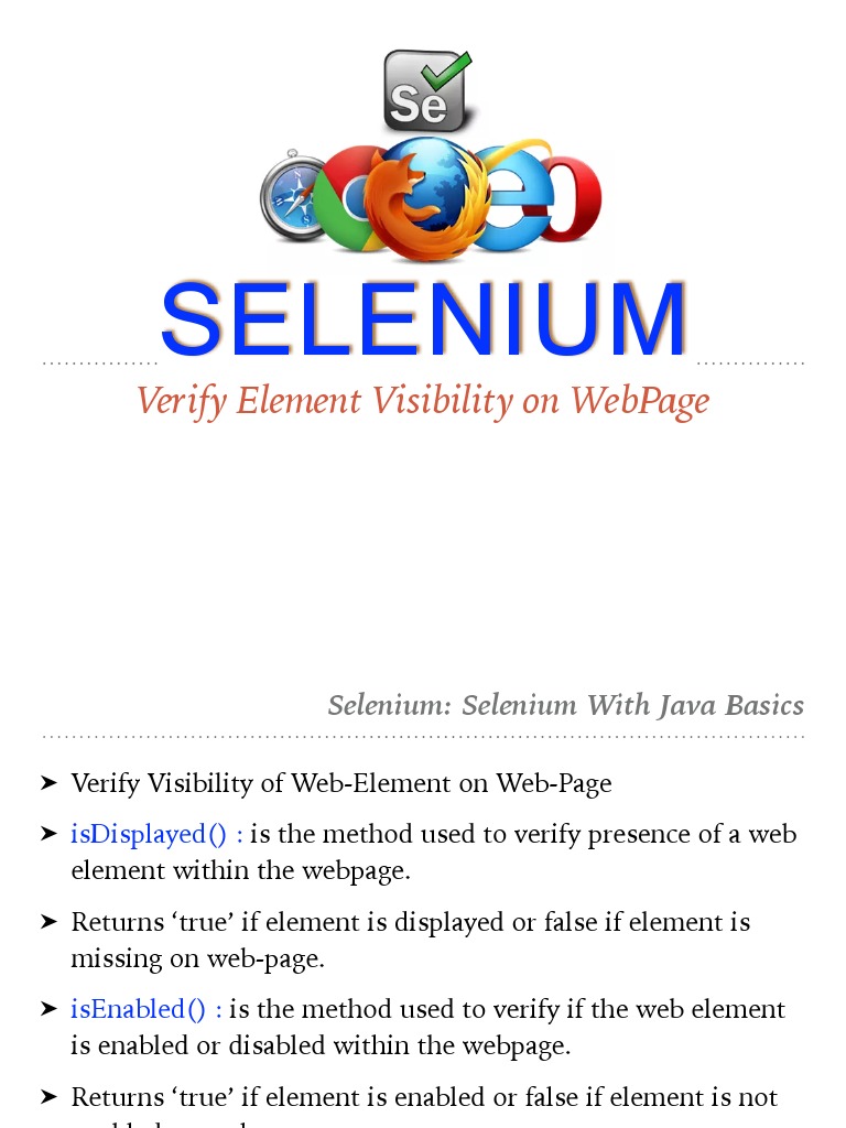 Verify Element Visibility in Selenium | PDF