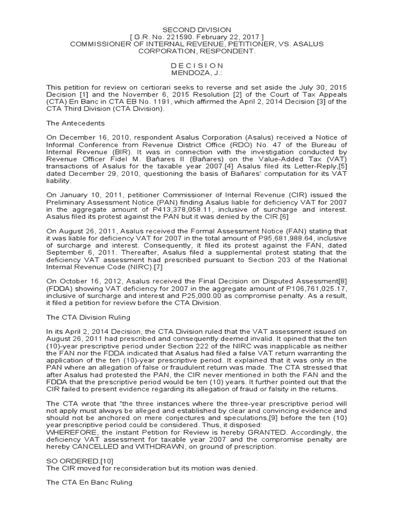 Commissioner of Internal Revenue, Petitioner, vs. Asalus PDF Fraud