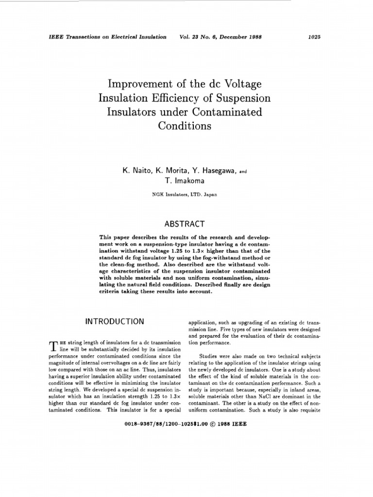 Improvement of The DC Voltage Insulation Efficiency of Suspension