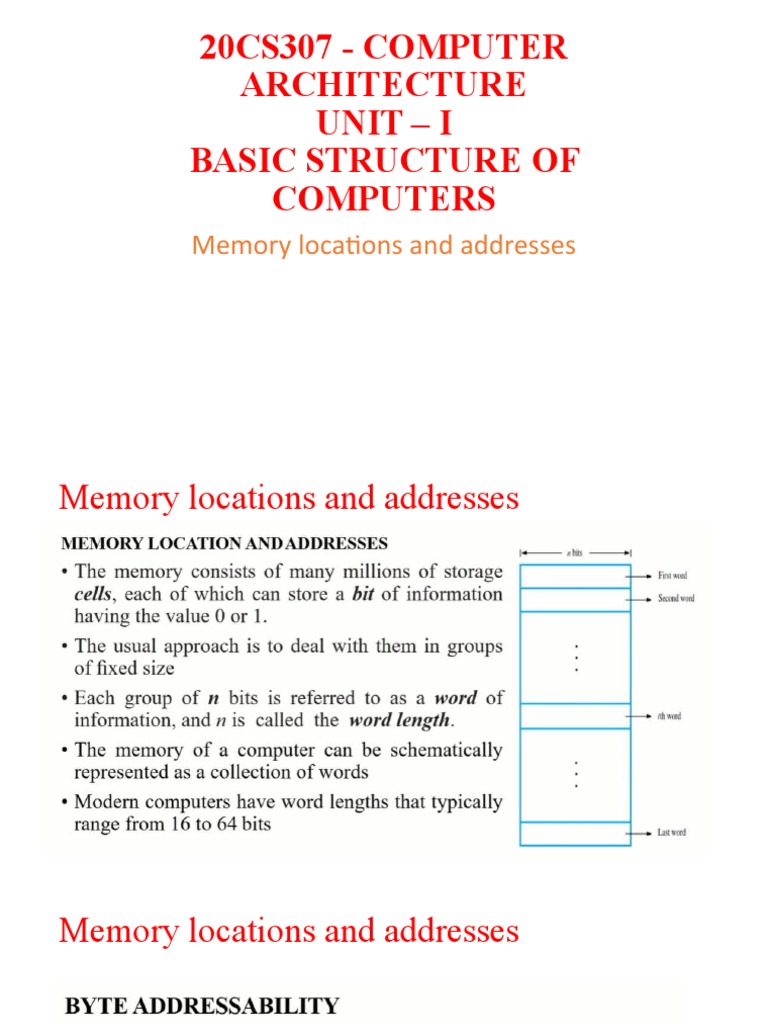 Memory Locations and Addresses PDF