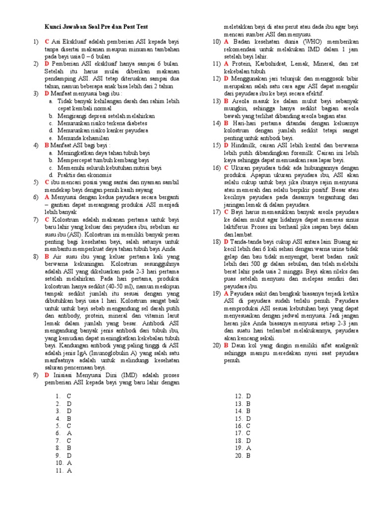 Kunci Jawaban Soal Pre Dan Post Test Pdf