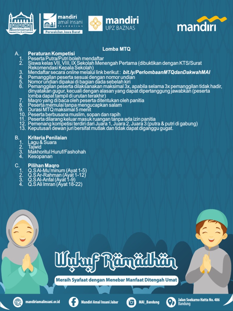 Lomba MTQ Mandiri Amal Insani 2023 | PDF | Sains & Matematika