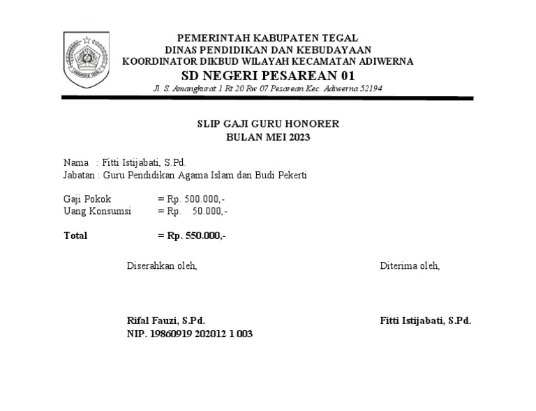 Slip Gaji Honor Mei PDF