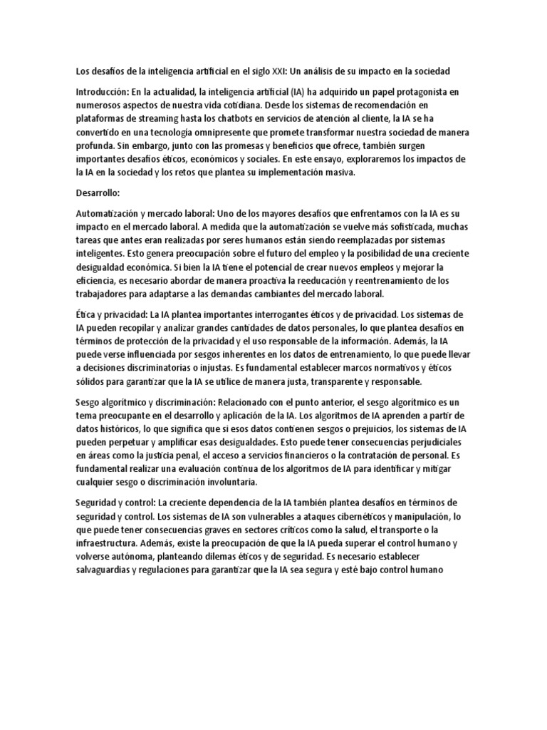 Los Desafíos de La Inteligencia Artificial en El Siglo XXI PDF | PDF ...