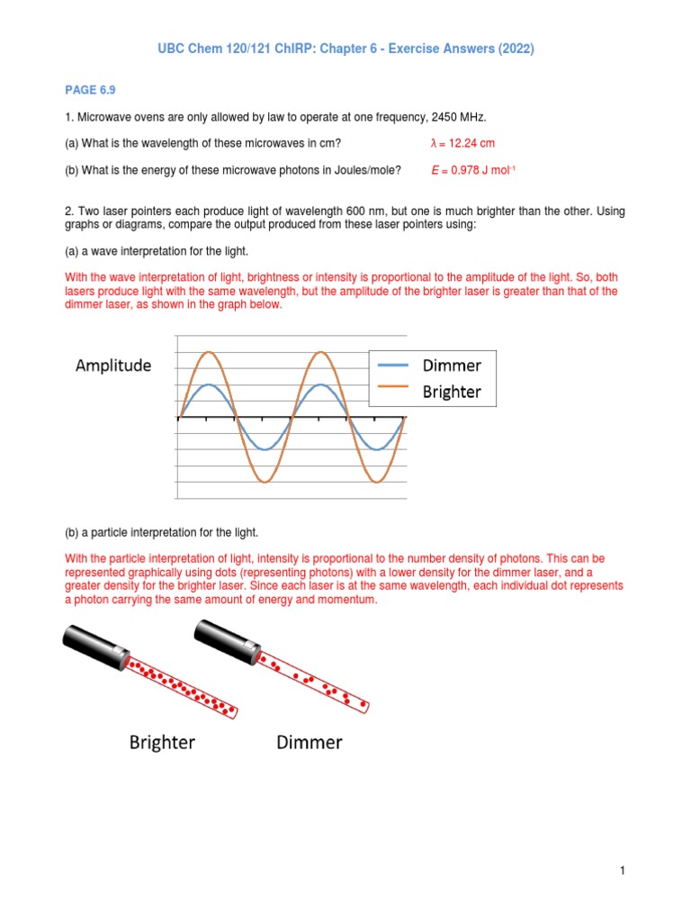 Chapter 6 Exercise Answers 2022 PDF Energy Level Photoelectric Effect