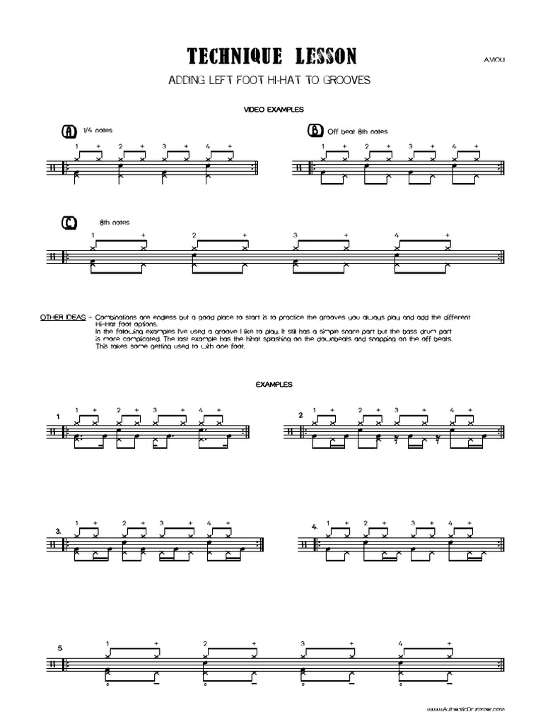 Technique Lesson Adding left foot hihat to grooves.pdf PDF
