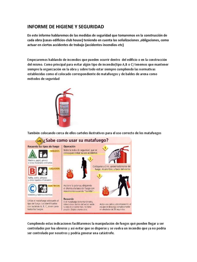 Informe de Higiene y Seguridad Laboral | PDF