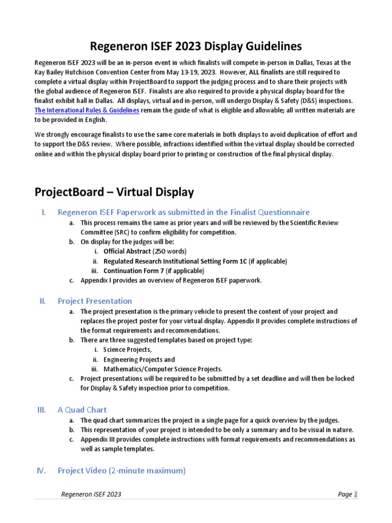 Regeneron ISEF 2023 Display Guidelines | PDF | Data | Statistics