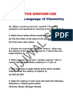 Practic Question CH - The Language of Chemistry ICSE Class 9