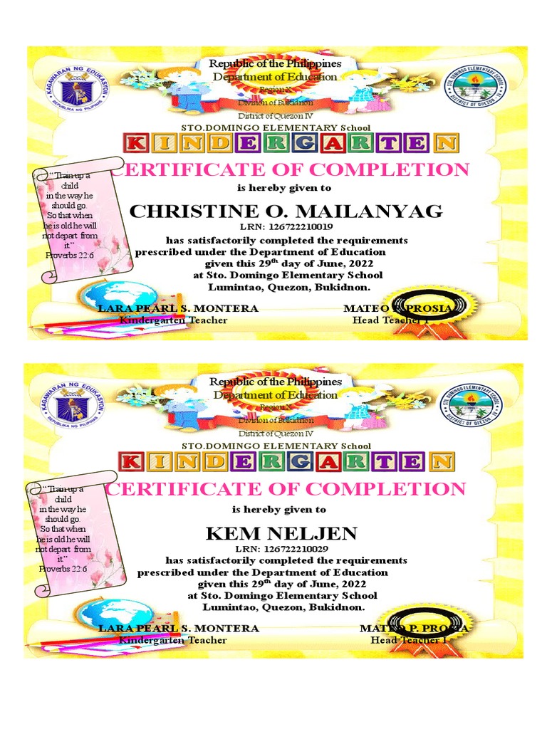 Certification Of Completion Pdf