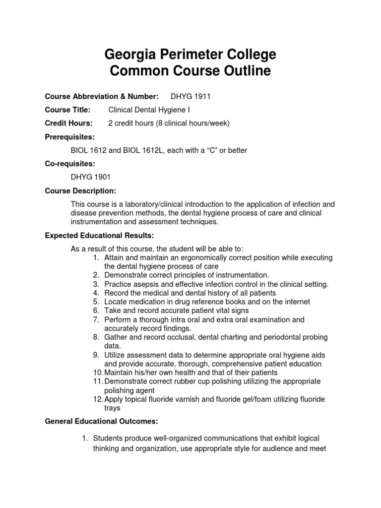 Introduction to Clinical Dental Hygiene Infection Control Procedures