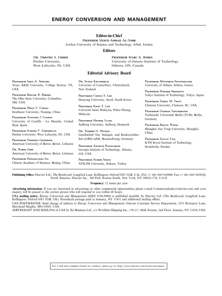 Editorial Board 2014 Energy Conversion and Management PDF