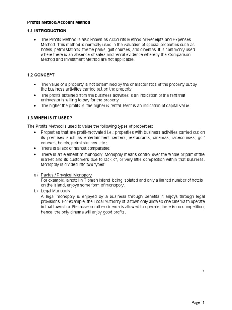 Profits Method for Property Valuation | PDF | Revenue | Valuation (Finance)