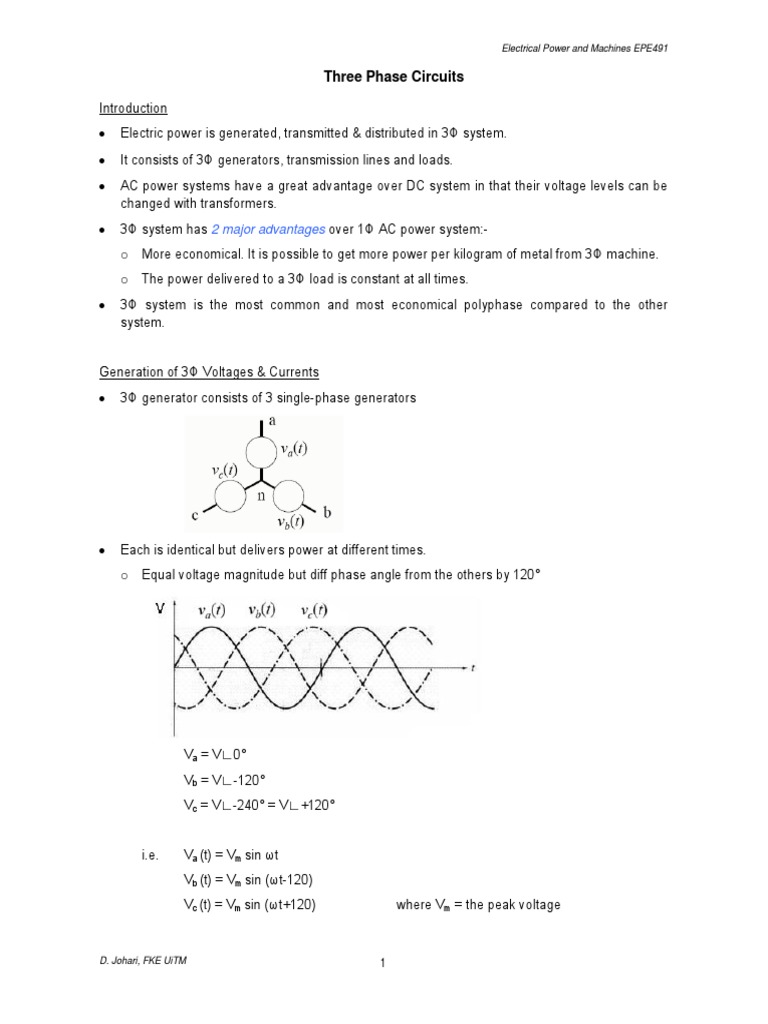 EPE491 Topic 2 Introduction To Circuit Analysis 2.5 Three Phase