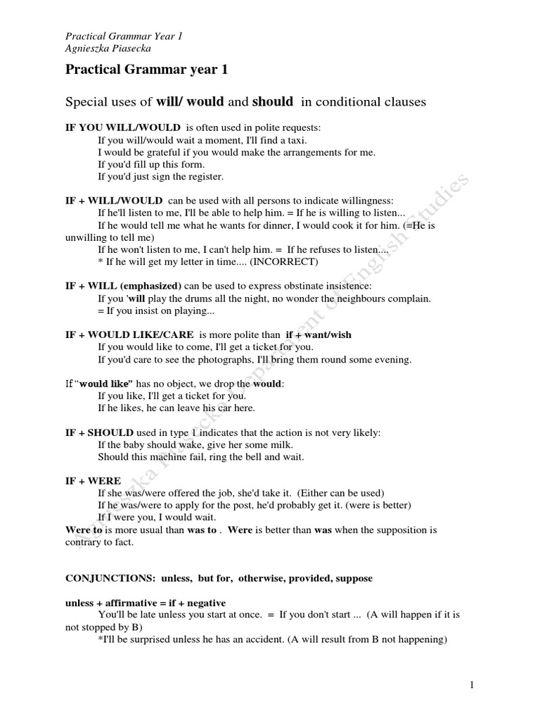 Conditional Clauses Special Cases Download Free PDF Clause