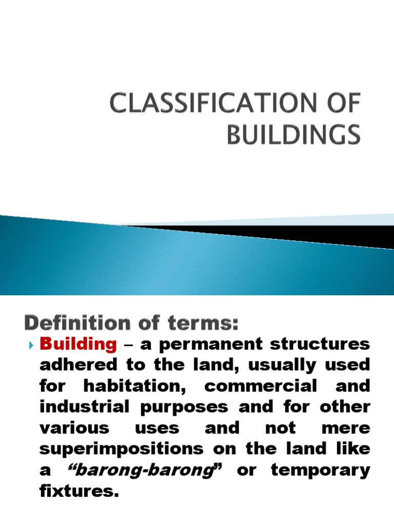 4 Classification of Buildings PDF Building Property