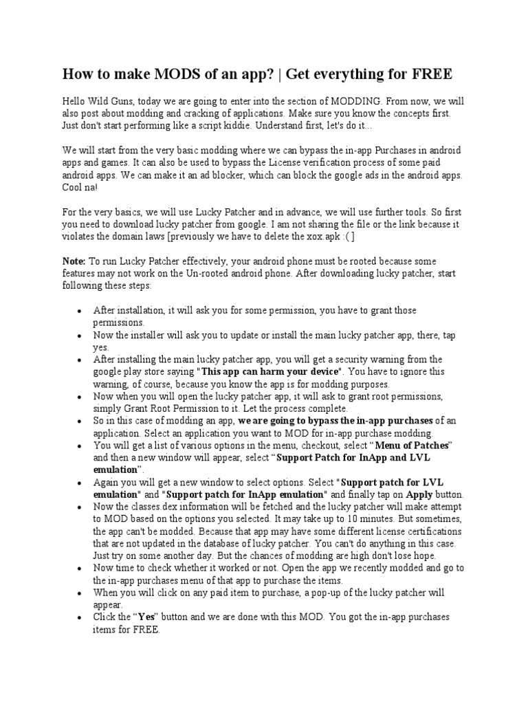 How To Make MODS of An App Get Everything For FREE PDF Android
