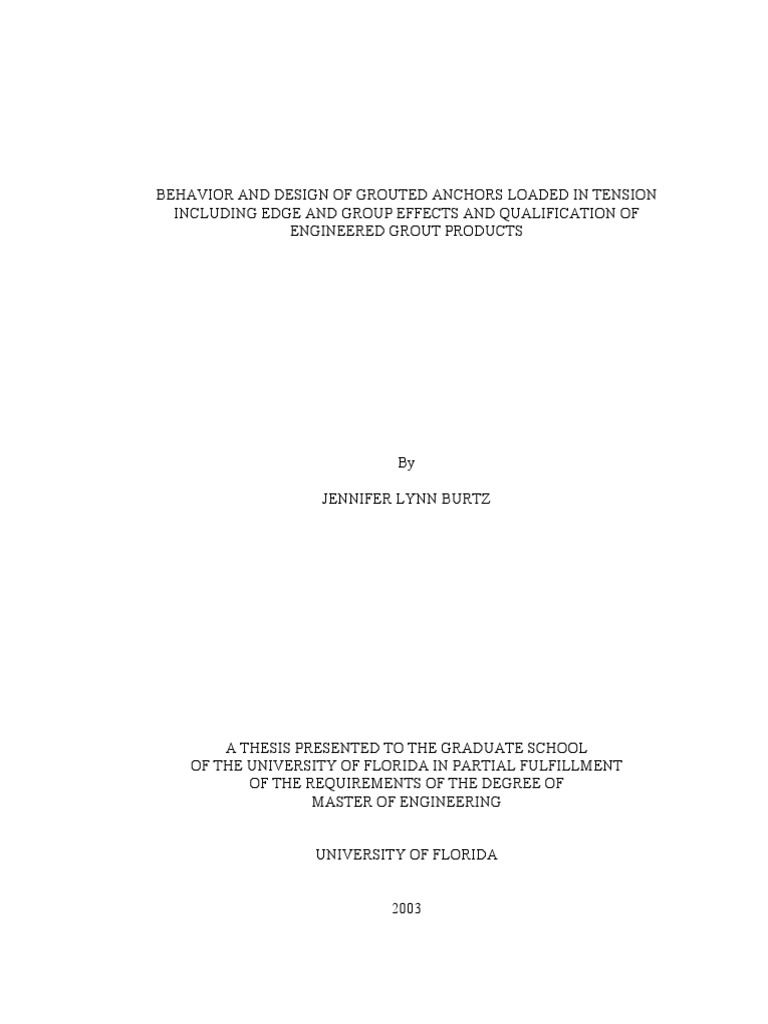 Grouted Anchor Behavior and Design Analysis | PDF | Concrete | Strength ...