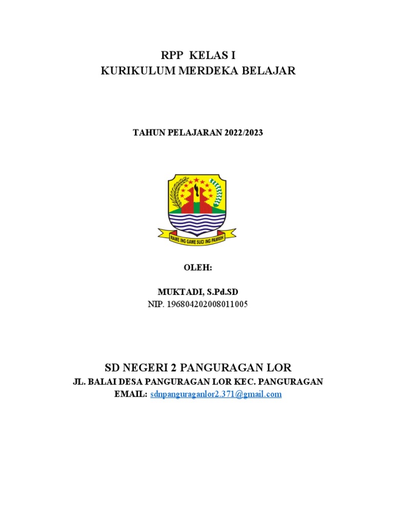 Sampul RPP Kurikulum Merdeka Kelas I | PDF