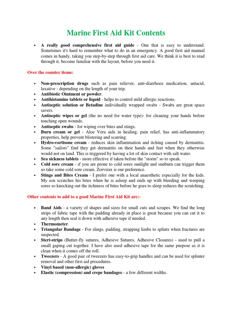 Marine First Aid Kit PDF Wound Diseases And Disorders