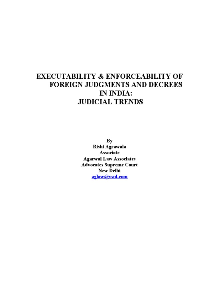 Execution of Foreign Judgements PDF Lawsuit Judgment (Law)