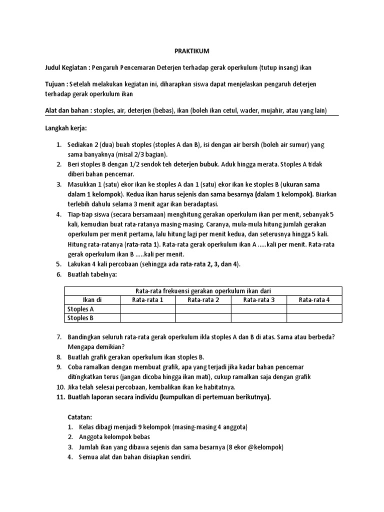Dampak Deterjen pada Gerak Ikan | PDF