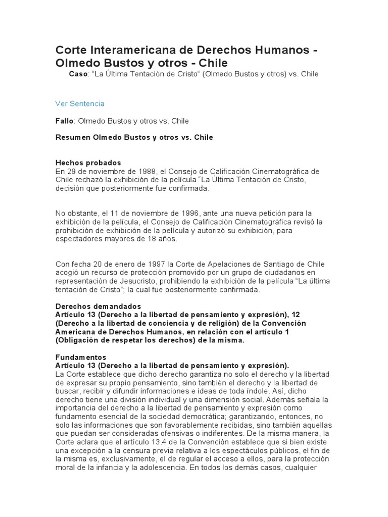 Corte Interamericana de Derechos Humanos | PDF | Convenio europeo de ...