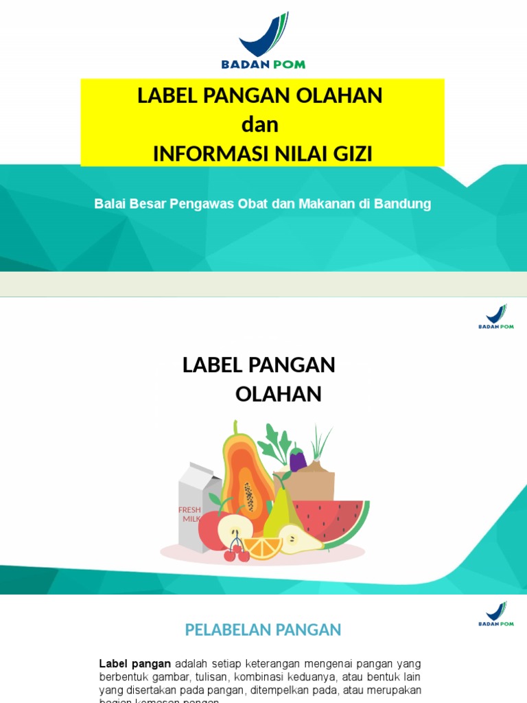 Panduan Label Pangan Olahan dan Gizi | PDF