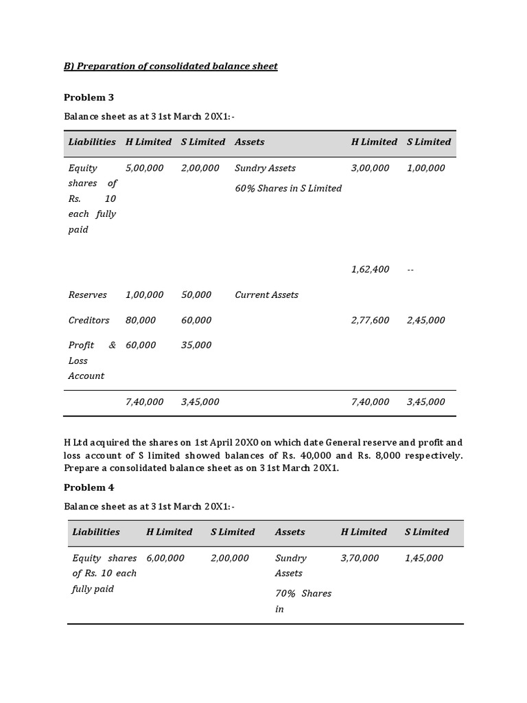Consolidation Part 1 PDF Balance Sheet Equity (Finance)