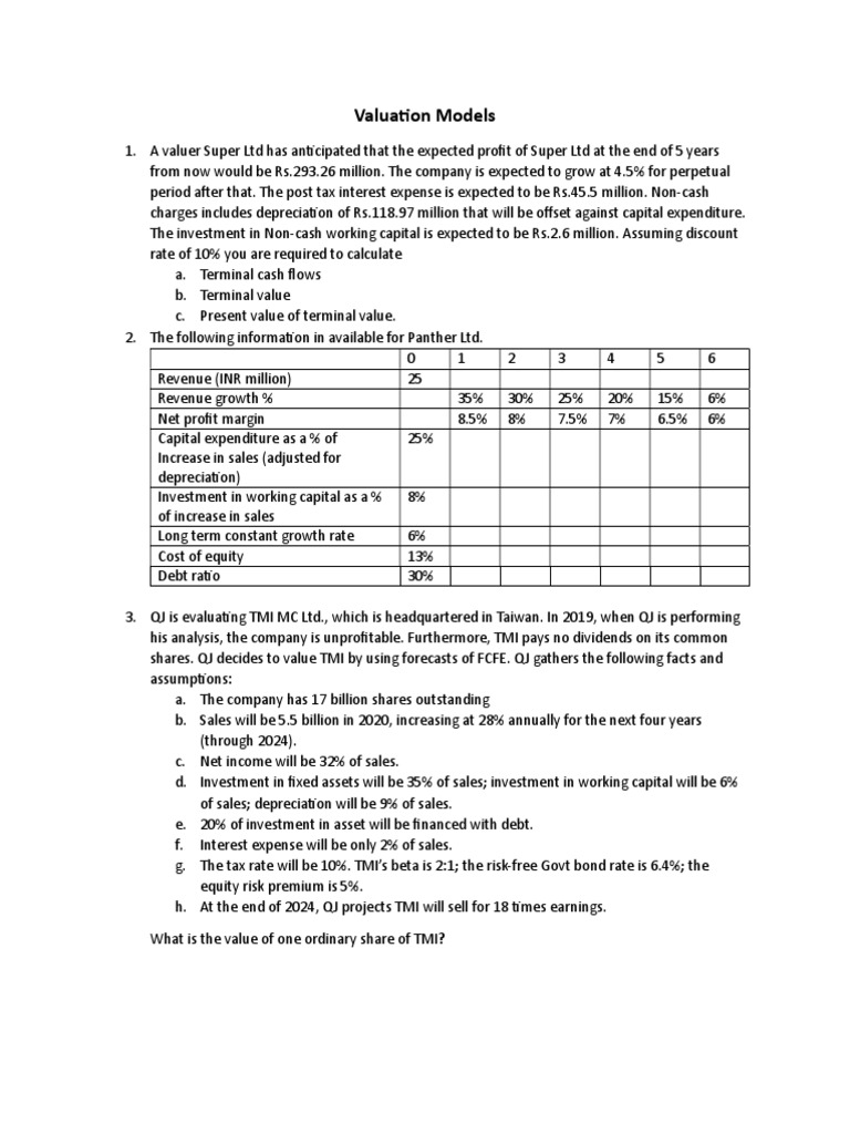 Comprehensive Valuation Models Guide | PDF | Investing | Free Cash Flow