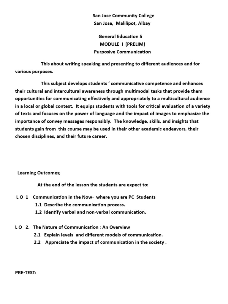 Module For Ge 5 Prelim Download Free Pdf Communication Nonverbal