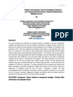 Assesment of Earlychildhood Care Education Classroom Management and Teaching Skills of Multi