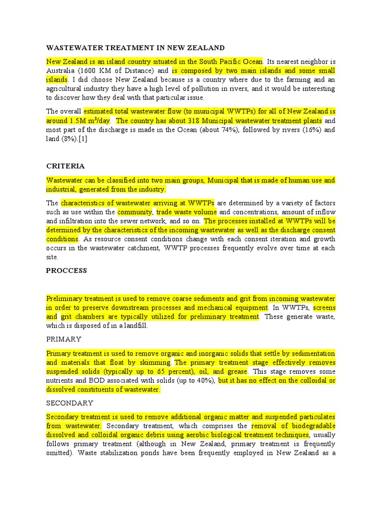 Wastewater Treatment in New Zealand PDF Sewage Treatment Water And The Environment