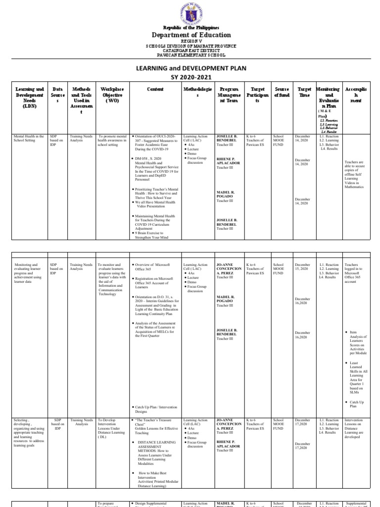 School Strategic Plan For Professional Development PDF