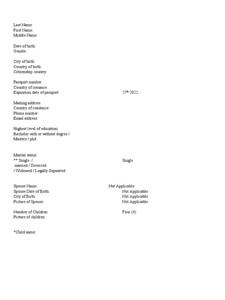 DV Lottery Forms | PDF