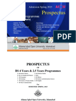 AIOU Spring 2023 Prospectus for BS, BBA Programmes