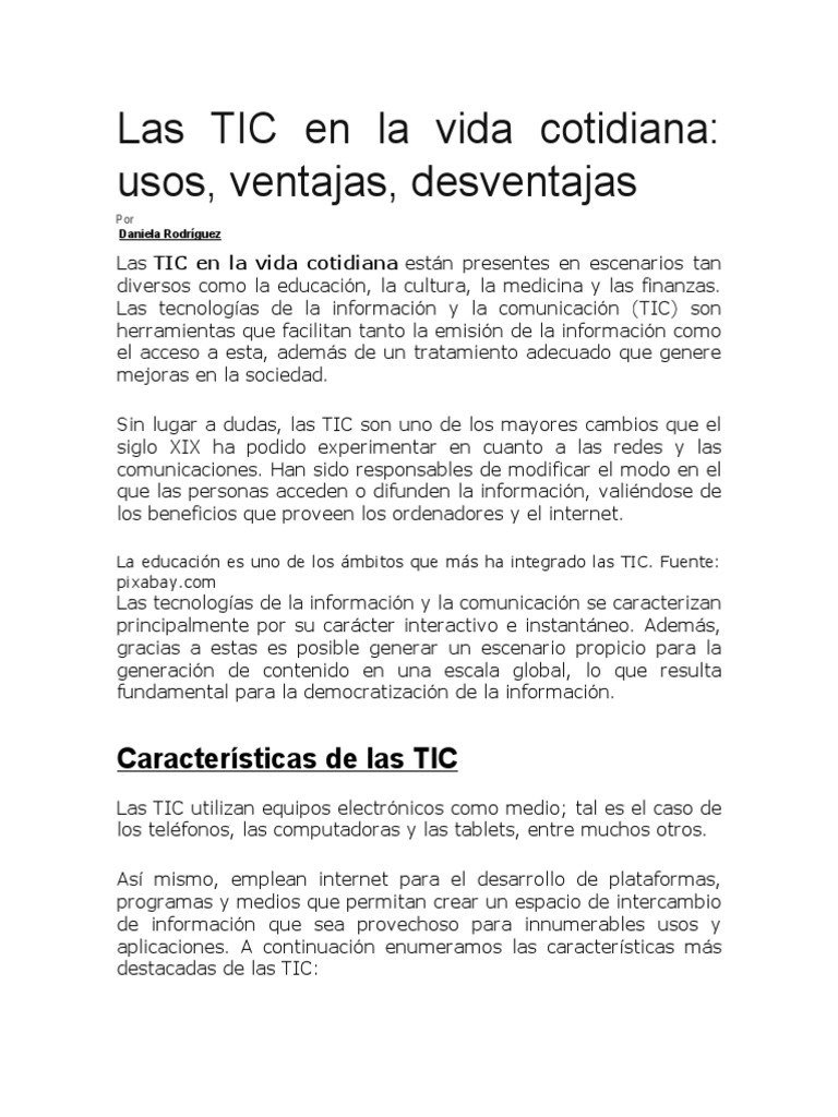 Las TIC en La Vida Cotidiana | PDF | Tecnología de información y ...