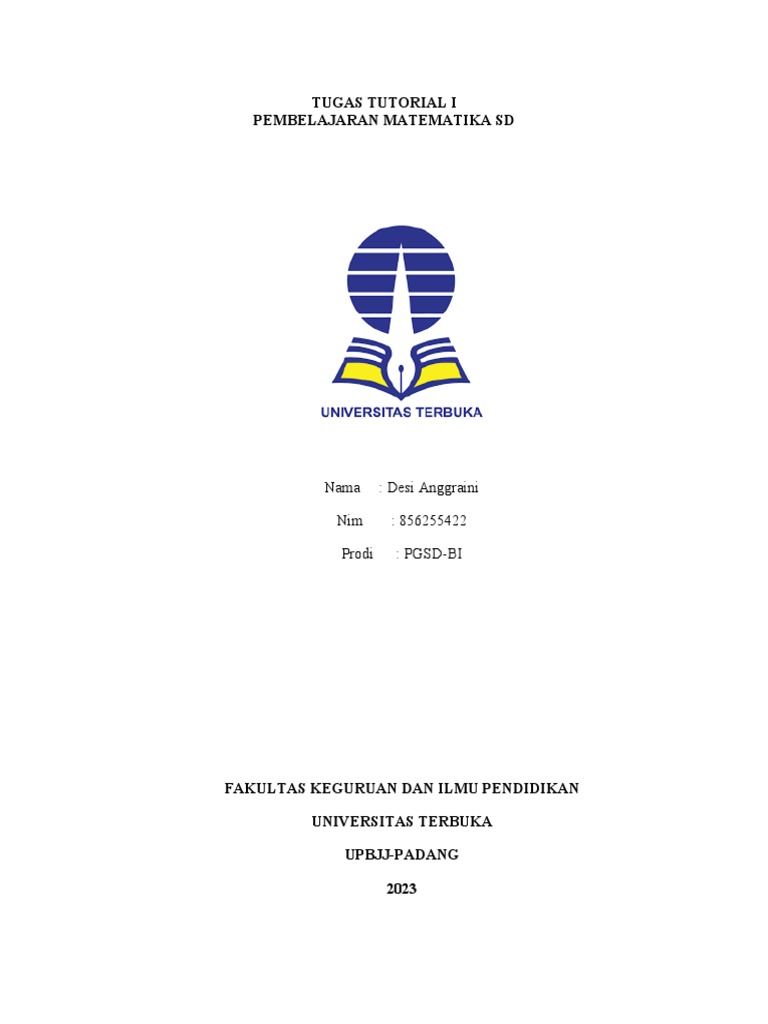 TUGAS TUTORIAL 1 Pembelajaran Matematika SD | PDF