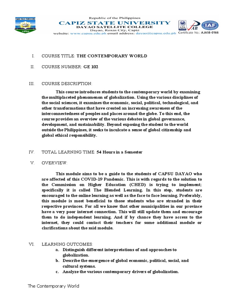 Ge 102 Module Pdf Globalization Economies