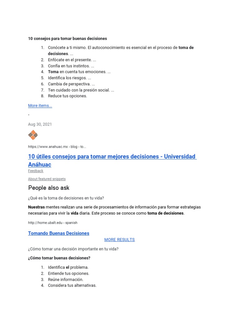 10 Consejos para Decisiones Efectivas | PDF | Toma de decisiones ...