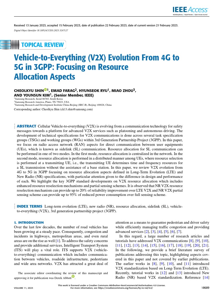 Vehicle-to-Everything V2X Evolution From 4G To 5G in 3GPP Focusing On ...