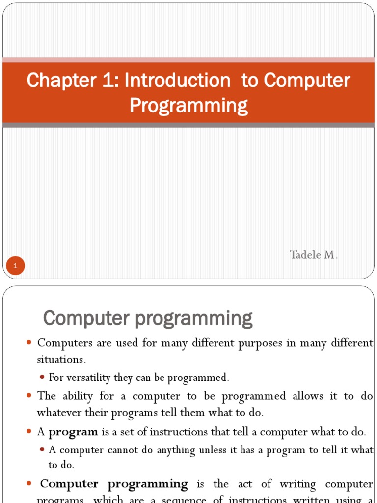 Chapter 1 Introduction To Computer Programming PDF Programming Chapter 1 introduction to computer programming pdf programming